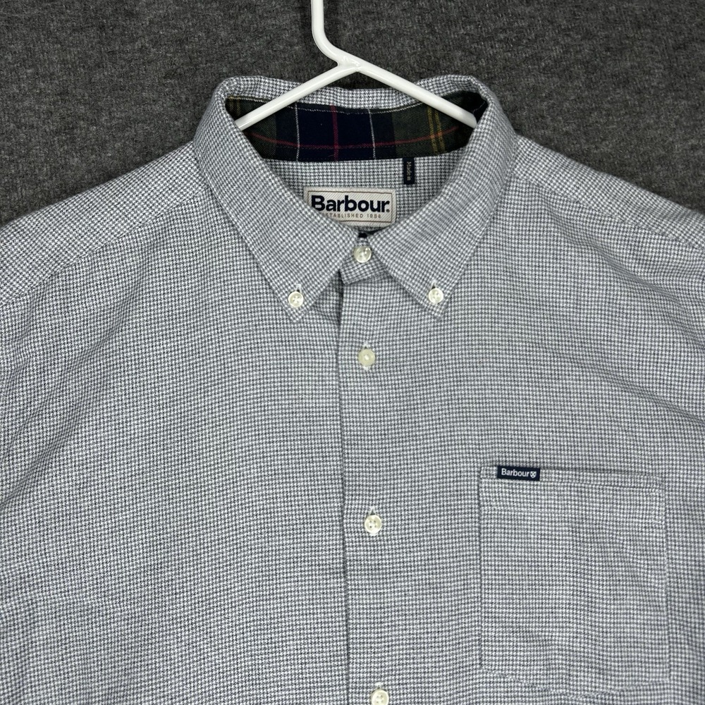 Barbour Shirt Mens M Houndstooth Tailored Fit Button Down Flip‎ Cuff MSH5367NY91